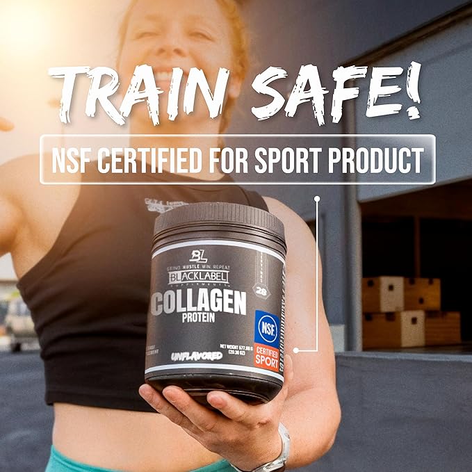 Blacklabel Unflavored Collagen Peptides Protein Powder – NSF Certified for Sport – Hydrolyzed Collagen Powder for Joint Tendon and Ligament Support – Protein with Collagen for Recovery – 28 Servings