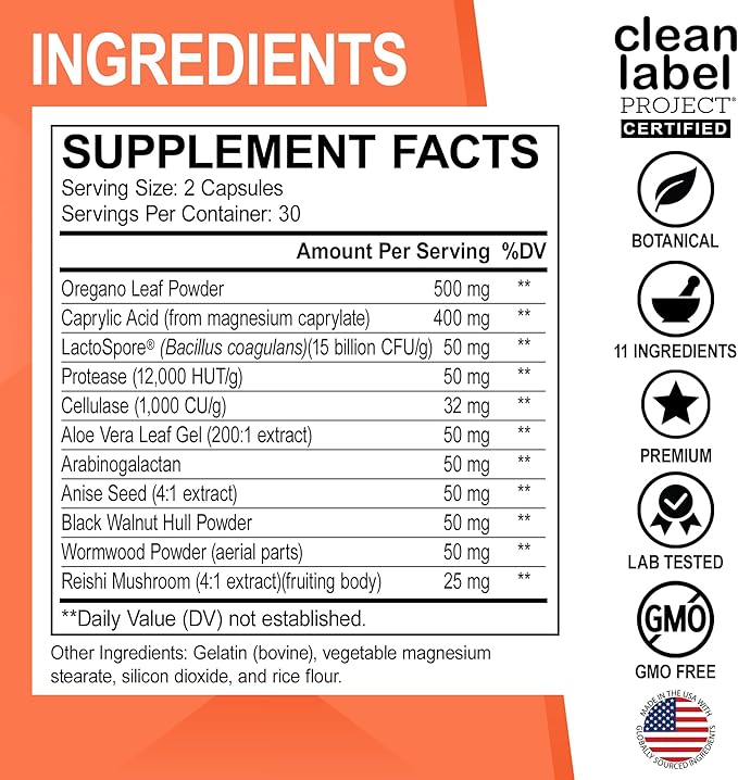 Multi Collagen Peptides &amp Candida Cleanse - Type I II III V &amp X Multi Collagen Skin Hair &amp Nails - Extra Strength Probiotic Complex Cleanser Natural Oral Herbal Oregano &amp Capryl