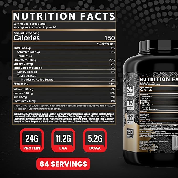 Nutrex Research Whey Protein Powder Chocolate Muscle Infusion Whey Isolate w/EAA &amp Hi BCAA for Muscle Gain - 5 Pounds - Muscle Builder for Men &amp Women Sports Nutrition Delicious Taste &amp