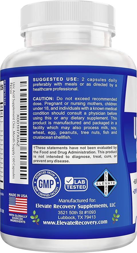Uric Acid 14-in-1 Support Supplement | 1-Month Supply | Uric Acid Health Supplements | 60 Capsules