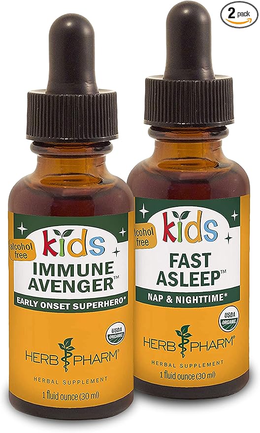 Herb Pharm Kids Alcohol-Free Immune Fortifier 1 Oz and Kids Alcohol-Free Fast Asleep 1 Oz Herbal Gift Set