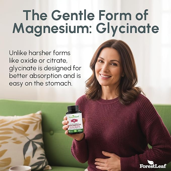 Pure Magnesium Glycinate 400mg Serving - High Absorption Magnesium Glycinate - Mag Bisglycinate for Stress Bones Muscles Nerves Relaxation &amp Heart Health Non GMO &amp Gluten Free - 180 Capsu