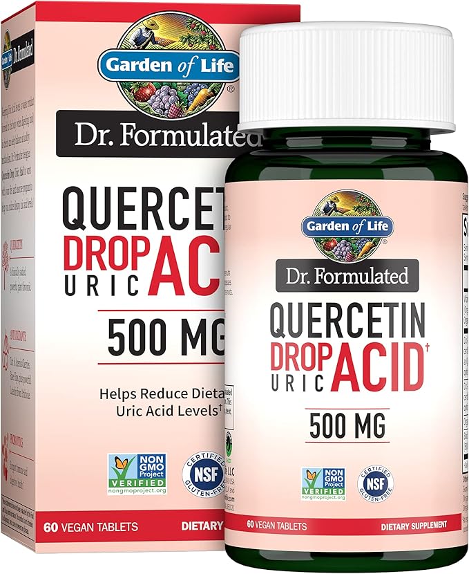 Garden of Life Quercetin Probiotic &amp Uric Acid Support with Tart Cherry Vitamin C from Organic Acerola and Rose HIPS Plus Luteolin – Dr Formulated – Gluten Free and Non GMO – 60 Tablets