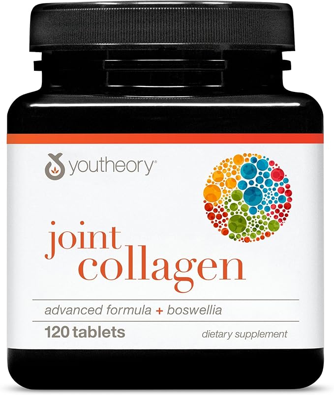 Youtheory Joint Collagen Advanced - Contains Undenatured Type II Collagen &amp Herbal Ingredients - Contains Bovine Source - Shellfish Free - 120 Tablets (60-Day Supply)