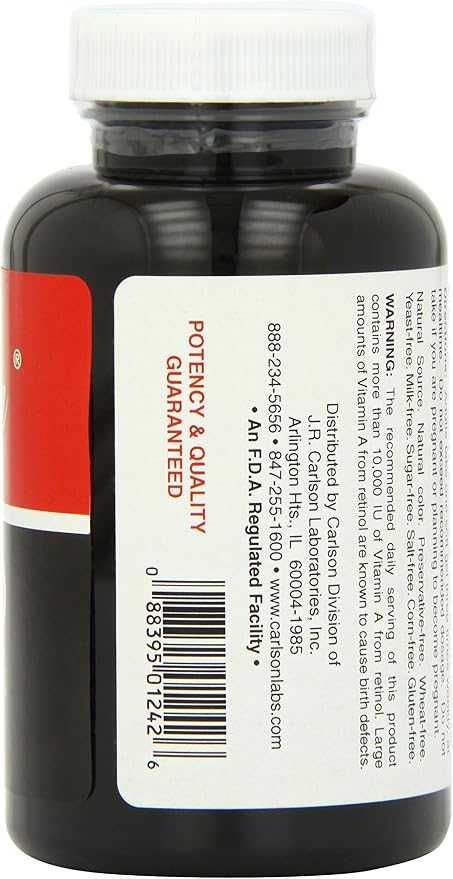 Carlson Labs Vitamin A and D 25000/1000 IU 250 Softgels