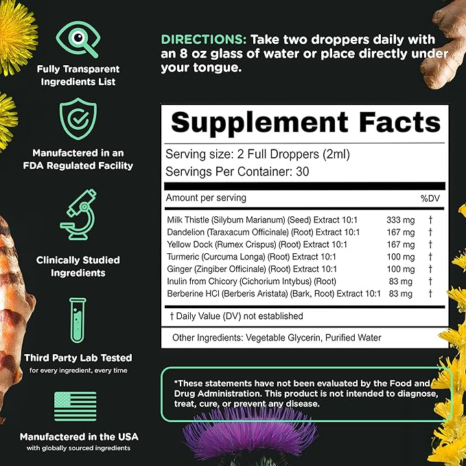 SUPERBONSAI Super Liver Support with Milk Thistle - All Natural Liver Cleanse Detox &amp Repair Aid - Doctor-Formulated Liver Supplement - Liquid Herbal Formula for Liver Health - 3 Month Supply (3 P