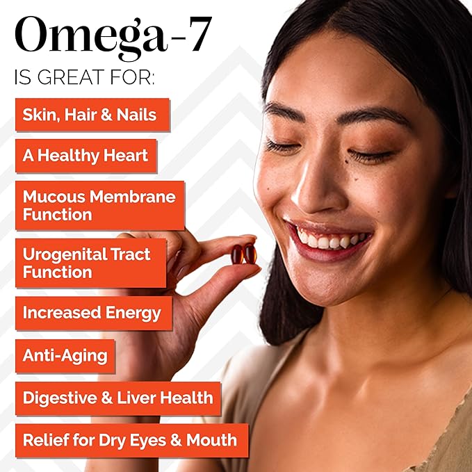 sibu Sea Buckthorn Omega-7 Softgels (60-Day Refill Sachet) – Supplement for Healthy Skin Hair Nails and Dryness