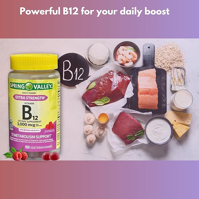 Vitamin B12 3000mcg Gummies Extra Strength- Raspberry Flavored100 Count (Pack of 2)