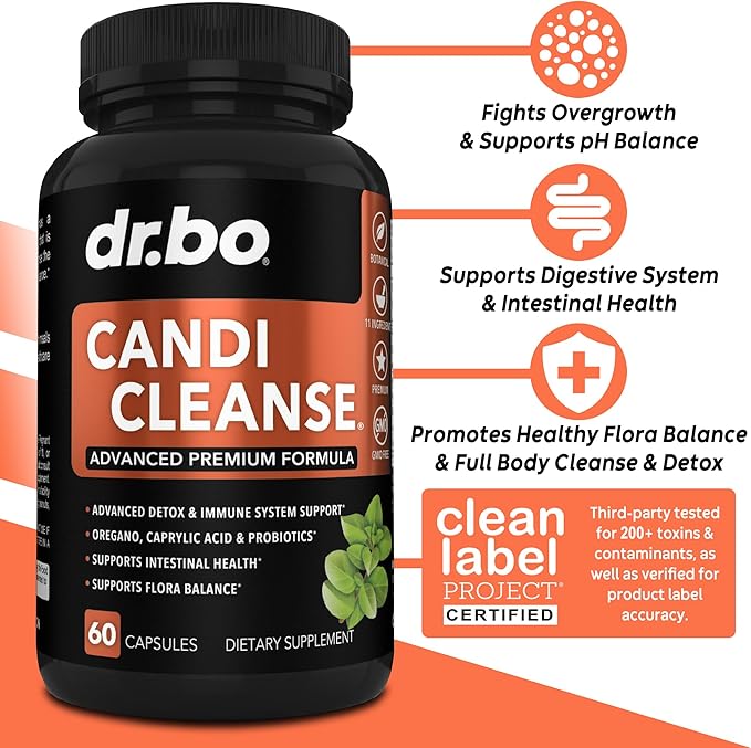 Multi Collagen Peptides &amp Candida Cleanse - Type I II III V &amp X Multi Collagen Skin Hair &amp Nails - Extra Strength Probiotic Complex Cleanser Natural Oral Herbal Oregano &amp Capryl