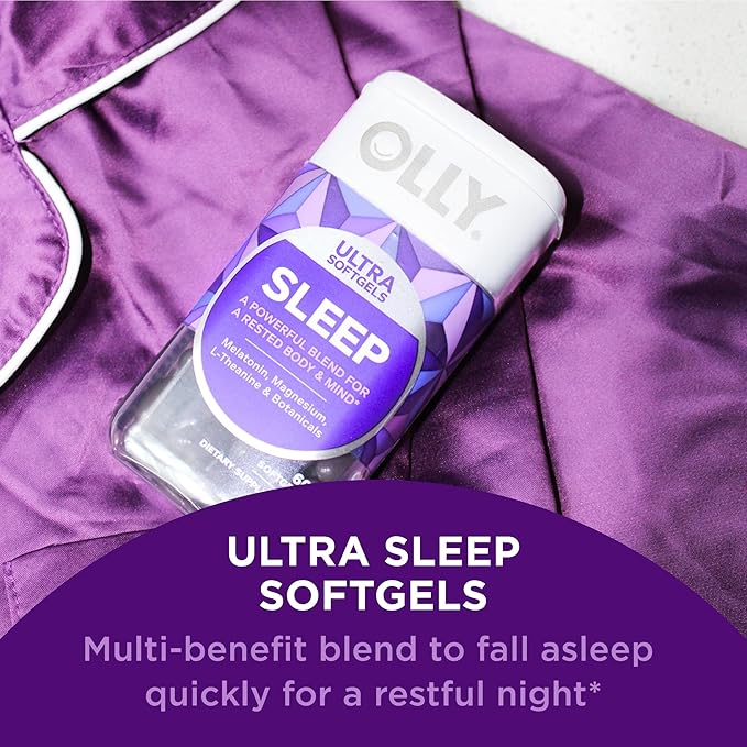 OLLY Sleep Bundle with Ultra Strength Softgels 10mg Melatonin and Kids Gummies 0.5mg Melatonin Occasional Sleep Support