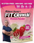 Fit Crunch Tri-Blend Whey Protein Keto Friendly Low Calories High Protein Gluten Free Soy Free (18 Servings Strawberry)