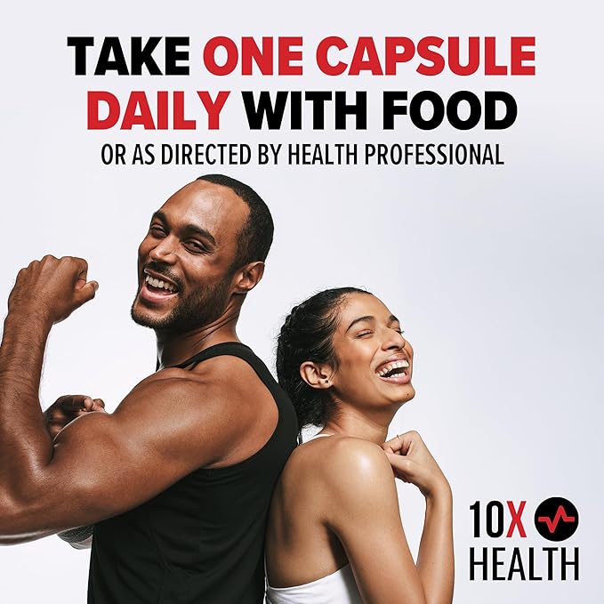 10X Health Zinc Supplements - Contains Zinc 30mg for DNA &amp Protein Synthesis Overall Wellness &amp Immune Support Supplement - Highly Absorbable Vitamins (60 Capsules)
