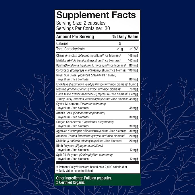 Host Defense MyCommunity Capsules - 17 Species Blend Mushroom Supplement for Immune Support - Herbal Aid with Lion's Mane Reishi. Chaga Cordyceps Turkey Tail &amp More - 60 Capsules (30 Servings)*