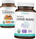 Turmeric &amp Lions Mane (1-Month Supply) Mindful Turmeric Bundle of Organic Turmeric Curcumin with Black Pepper &amp Ginger (120 Caps) &amp Organic Lions Mane Mushroom 10:1 Extract (60 Caps)