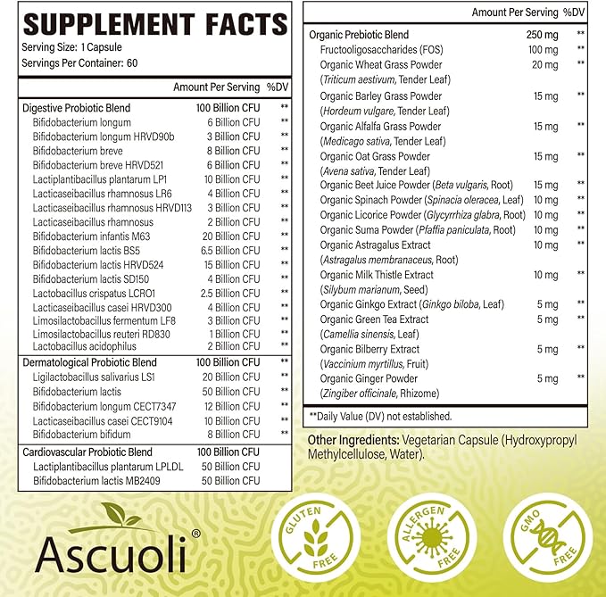 Probiotics for Women &amp Men - 300 Billion CFU 24 Strains + 15 Organic Herbs Prebiotics Blend Daily Probiotic for Digestive Health Immune Gut Bloating - 240 Vegetarian Capsule (240-Days Supply)