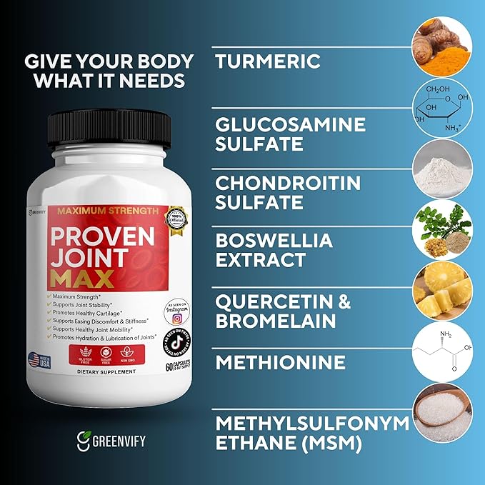 Maximum Strength Joint Max Supplement 60 Capsules with Glucosamine Chondroitin Turmeric 20 Day Supply (5)
