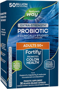 Nature’s Way Fortify Extra Strength(1) Probiotic Adults 50+ 50 Billion Live Cultures Prebiotics Probiotics for Digestive Health* Immune Support* Colon Health* 30 Capsules