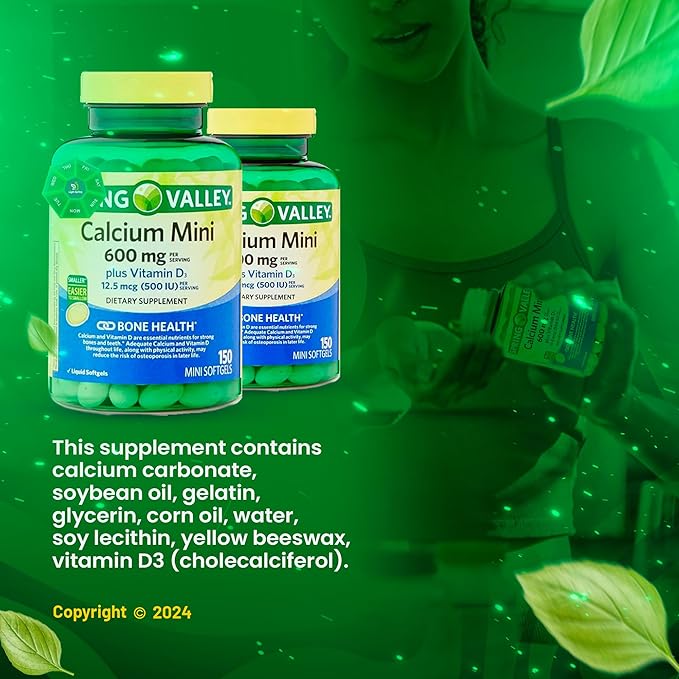 Calcium 600mg Plus Vitamin D3 150 Mini Softgels with Exclusive Vitamins &amp Minerals - A to Z - Better Ligth&ampSpring Guide