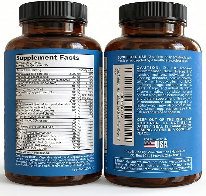 DHT Blocker for Men – Hair Growth Supplement with Biotin MSM Saw Palmetto &amp Zinc – Supports Thicker Fuller Hair &amp Healthy Scalp – Non-GMO Made in USA GMP Certified