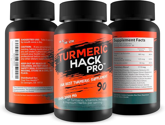 Turmeric Hack Pro - Our Best Super High Absorption Turmeric Curcumin With Black Pepper Cinnamon Ginger Berberine &amp More! Extra Strength Turmeric And Cinnamon Hack Turmeric Trick Turmeric Supple