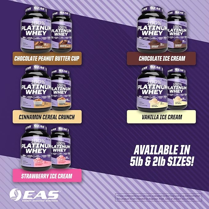 Experimental and Applied Sciences 100% Platinum | 3 Ultra-Platinum Whey Proteins | Increase Size &amp Strength | 25g Protein 5.5g BCAAs | 2 Pound (Vanilla Ice Cream)