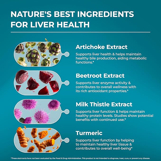 PUREHEALTH Research Liver Health – Liver Cleanse Detox &amp Repair Support Supplement- with Milk Thistle Turmeric Powder Dandelion Artichoke Beet Root Ginger L Cysteine HCL &amp More - 180 Cap