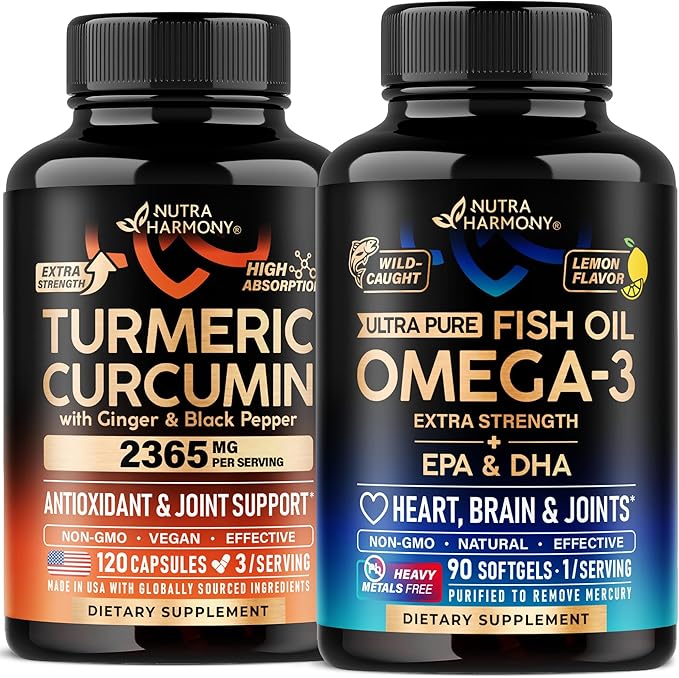 Turmeric Curcumin Capsules &amp Omega 3 Fish Oil Softgels