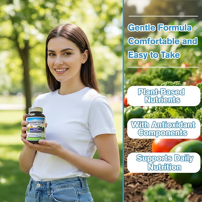 Magnesium Glycinate 500mg with Vitamin D3 – High Absorption Magnesium Supplement with Veggies Design – Supports Bone &amp Muscle Function and Energy – Non-GMO Gluten-Free – 120 Veg Capsules