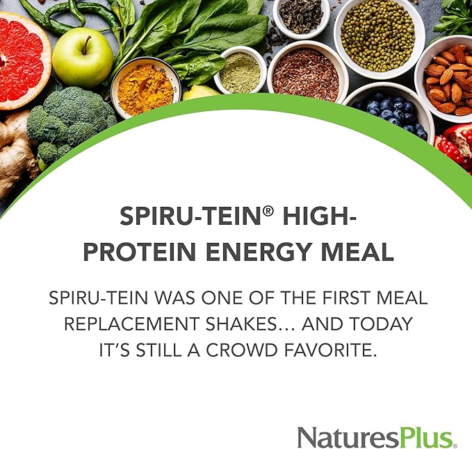 NaturesPlus SPIRU-TEIN Chocolate - 3.7 lbs - Plant-Based Protein Shake - Non-GMO Vegetarian Gluten Free - 60 Servings
