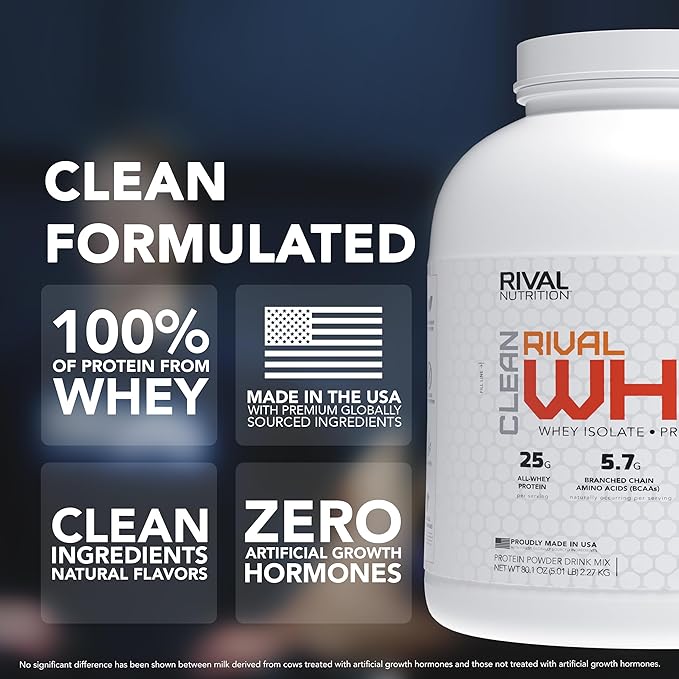 RIVAL NUTRITION Clean Rival Whey – 5LB Salted Caramel – 100% Whey Protein Powder Whey Isolate Primary Source | 25g Protein Muscle Gain/Recovery | All Natural No Artificial Ingredients - 69 Servings