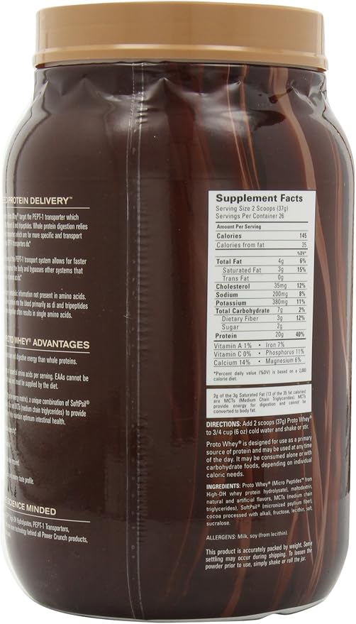 Power Crunch Whey Protein Powder With Amino Acids Protein Shakes with Delicious Taste Double Chocolate 2.1 LB