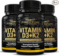 FREZZOR Vitamin D3 and K2 Caps High Potency D3 2000IU and K2 (MK7) 80mcg Unique VIT D3 from 100% New Zealand Sheep's Wool Lanolin180 Softgels 3 Month Supply