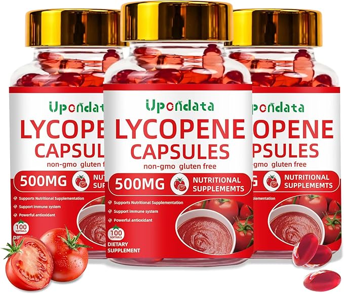 Lycopene Capsules - 500mg 100 Softgels Natural Tomato Extract Organic Complex Formula Supplement - Gluten-Free Non-GMO (2 Pack)