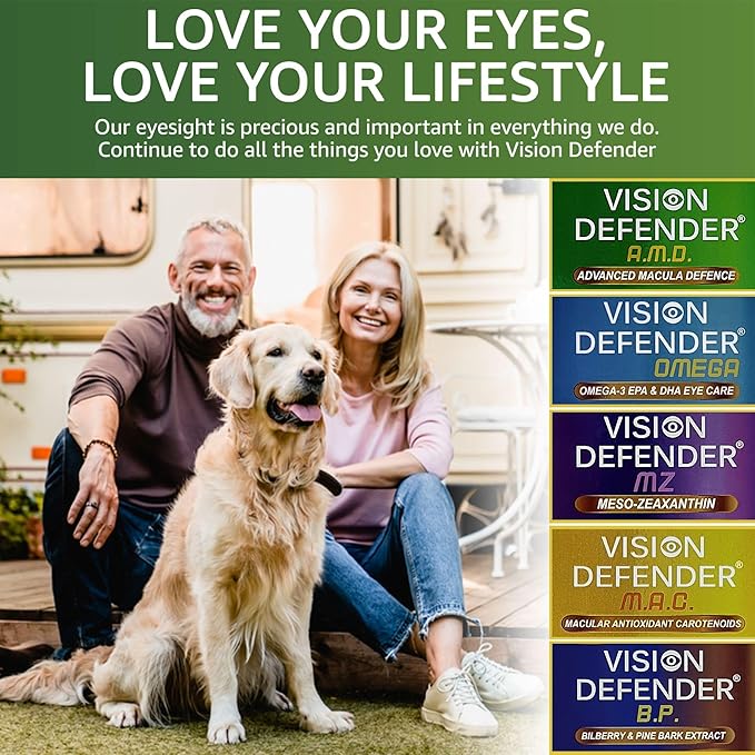 Vision Defender Plus Eye Supplement: AREDS2 Formula Vitamins Minerals (Lutein Zinc) Enhanced with Meso-Zeaxanthin for Complete Eyes/Eyesight Health Care &amp Support. 60 Easy-to-Swallow Vegan Capsu