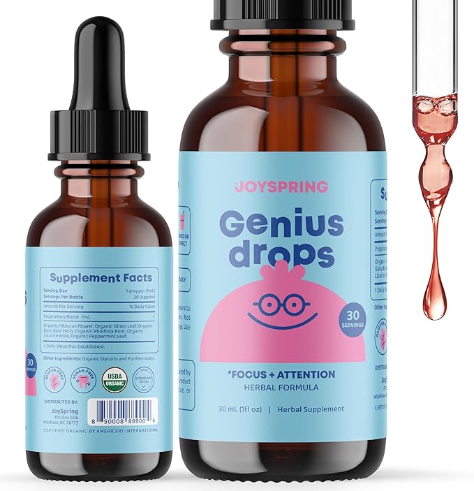 JoySpring Genius Drops and Sleepberry Melatonin 1MG for Kids