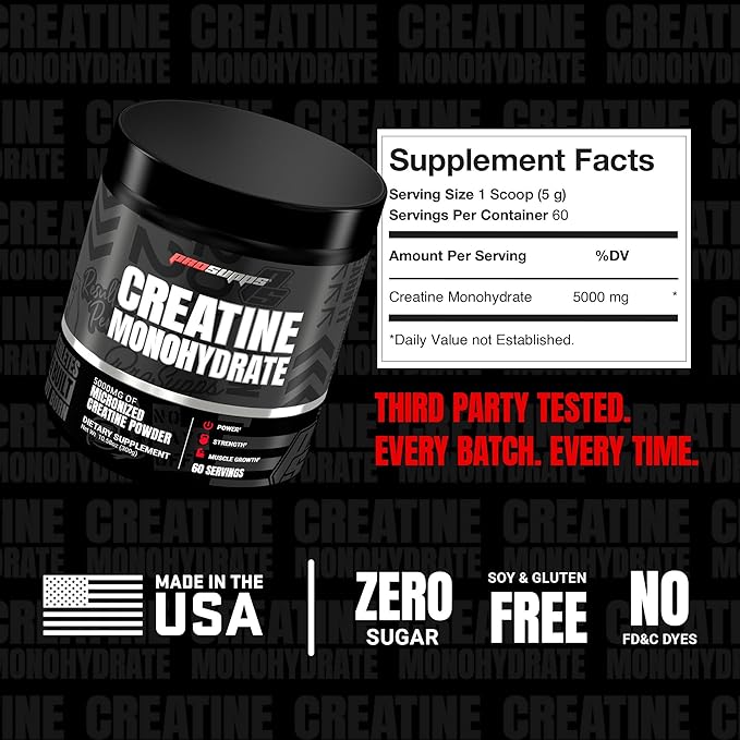 ProSupps Creatine Monohydrate Powder for Men &amp Women Unflavored - 5000mg of Micronized Creatine - Gym Workout Supplement for Muscle Gain &amp Recovery - Sugar-Free Soy &amp Gluten-Free - 60 S