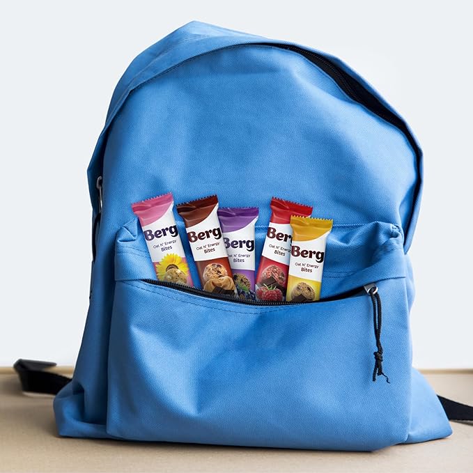 Berg Bites Plant-Based Almond Butter &amp Jelly Bites Vegan Gluten-Free 6g Protein 5g Fiber Energy Snack Box - Clean Energy Healthy Snack Bar - 1.5oz (8 Pack)