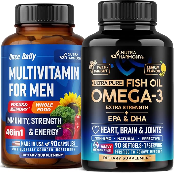 NUTRAHARMONY Multivitamins for Men Capsules &amp Omega 3 Fish Oil Softgels