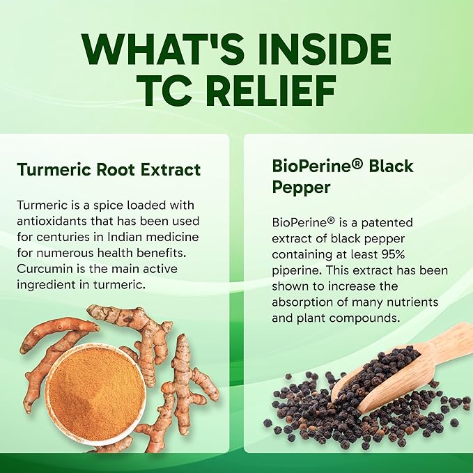 Clinical Effects TC Relief - Turmeric Curcumin with Bioperine Black Pepper - Joint Supplement for Comfort and Mobility - 3 Pack