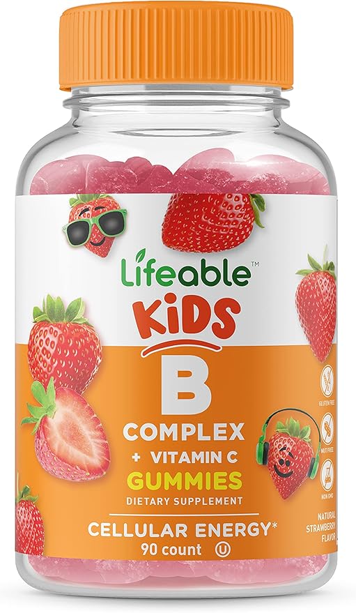 Lifeable B Complex Kids + Turmeric Curcumin Kids Gummies Bundle - Great Tasting Vitamin Supplement Gluten Free GMO Free Chewable Gummy