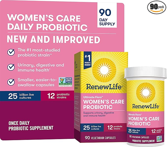 Renew Life Ultimate Flora Women's Care Probiotic 25 Billion CFU 90 Capsules (Package May Vary)