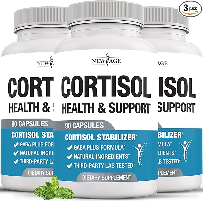 NEW AGE Cortisol Supplement for Women - Cortisol Detox Manager Reducer - Ashwagandha GABA 5 HTP L-Tryptophan L-Theanine - 270 Count