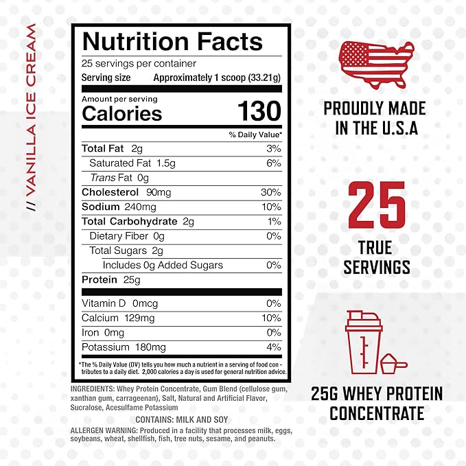 Purus Labs MyoWhey Premium Whey Protein | Instantized Whey Mixes Easily | Rich in BCAAs | 25g Protein | Keto Friendly | 25 Servings (Vanilla Ice Cream)