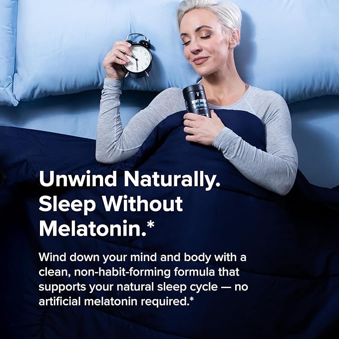 Night Shred Black Melatonin-Free Nighttime Fat Burner and Sleep Support Supplement - GABA Complex with Ashwagandha CLA Grains of Paradise and Zylaria - Thermogenic Fat Burner - 90 Vegan Capsules