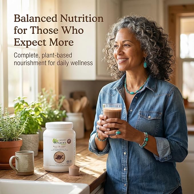 Vegansmart Naturade All-in-One Plant-Based Shake – Low Sugar Nutrition with Protein Fiber Vitamins &amp Minerals Supports Balanced Energy &amp Wellness Chocolate Vegan - 24.34 oz