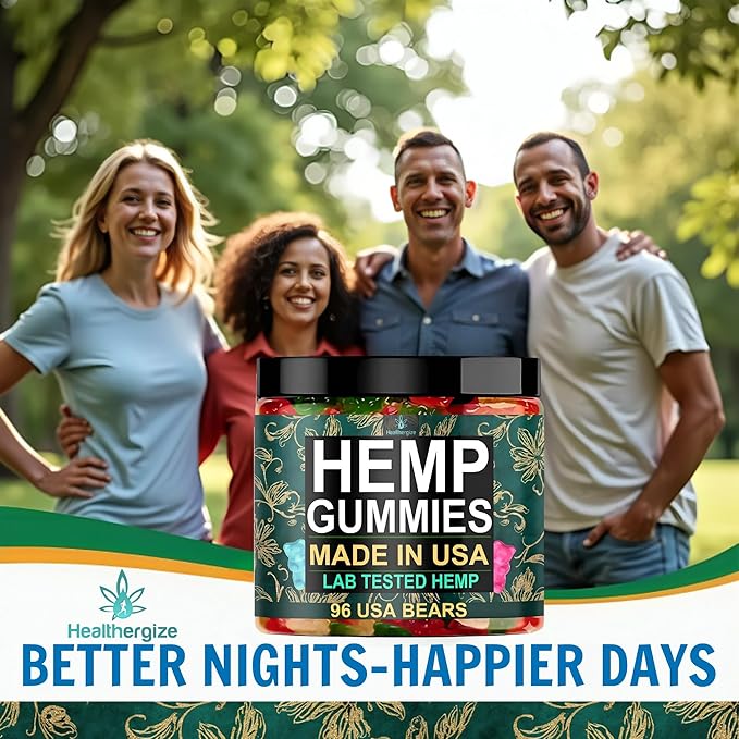 Hemp Gummies Sleep Calm Relaxation-Made in USA-Edibles Gummy Bears Candy-96 Count
