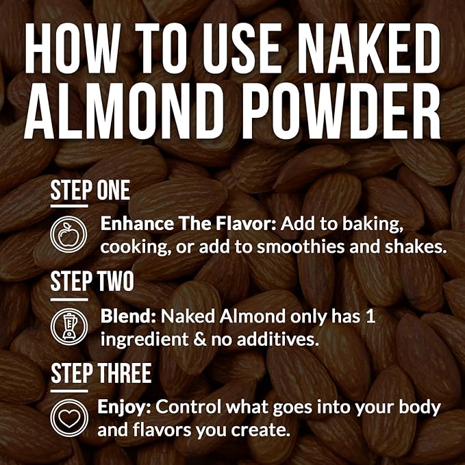 NAKED Almond Protein Powder from US Farms Only 1 Ingredient Vegan Gluten-Free No Additives No Salt No Sugar - 38 Servings - 1.5LB