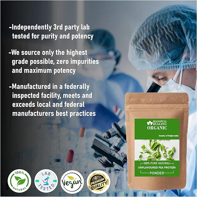 Organic Unflavoured Pea Protien Powder 100% Pure Natural 200 Gram / 7.05 oz