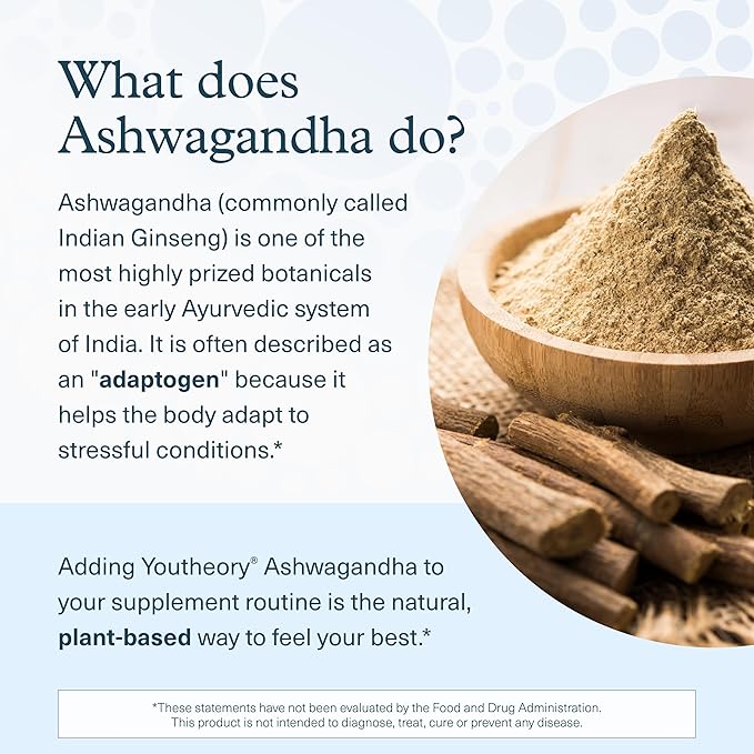 Youtheory Ashwagandha 1000mg (60 Veg Caps) K2D3 (60 Veg Caps) – Stress &amp Cortisol Support Bone &amp Heart Health* – Gluten Dairy &amp Soy Free Supplements for Men &amp Women