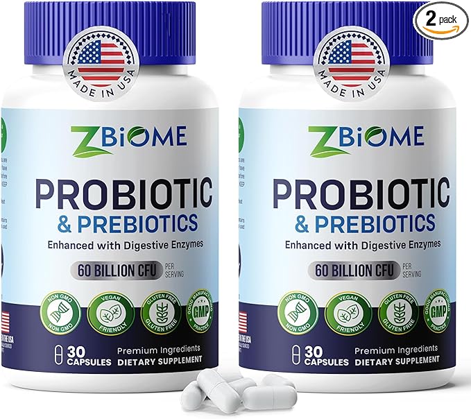 Prebiotics and Probiotics for Men &amp Women – 60 Billion CFU with 10 Strains – Pre and Probiotics with Acidophilus for Immune Gut Health Digestive Support ConstipationDiarrhea Gas &amp Bloatin